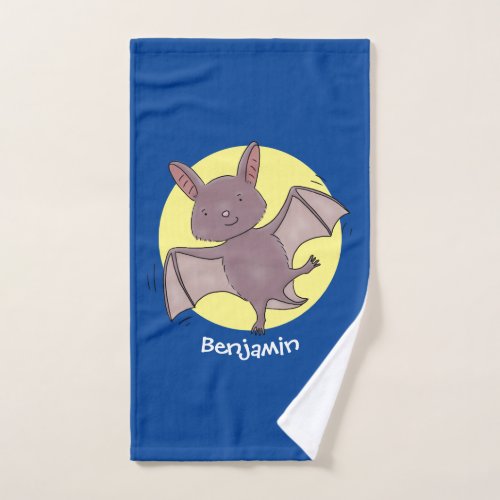 Cute baby bat flying cartoon illustration bath towel set