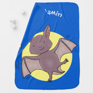 Cute baby bat flying cartoon illustration blanket