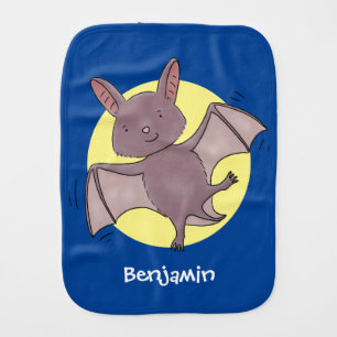Cute baby bat flying cartoon illustration burp cloth