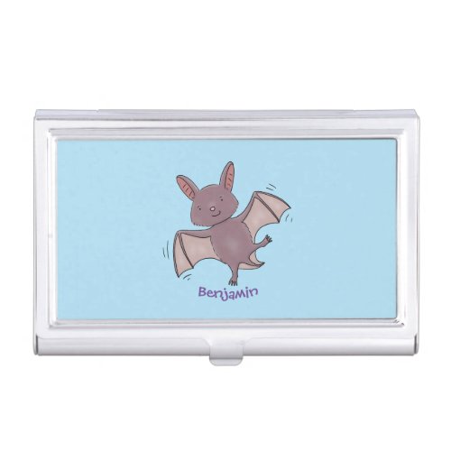 Cute baby bat flying cartoon illustration business card case