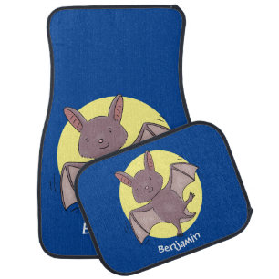 Cute baby bat flying cartoon illustration car floor mat