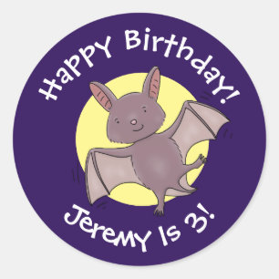 Cute baby bat flying cartoon illustration classic round sticker