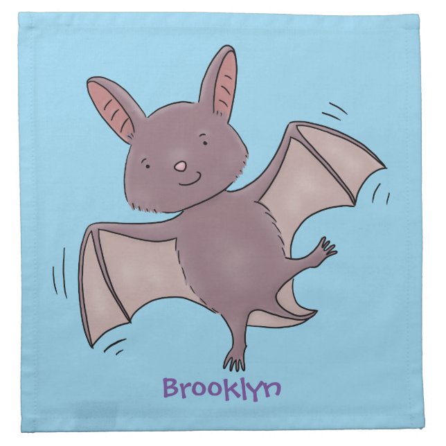 Cute baby bat flying cartoon illustration cloth napkin (Front)