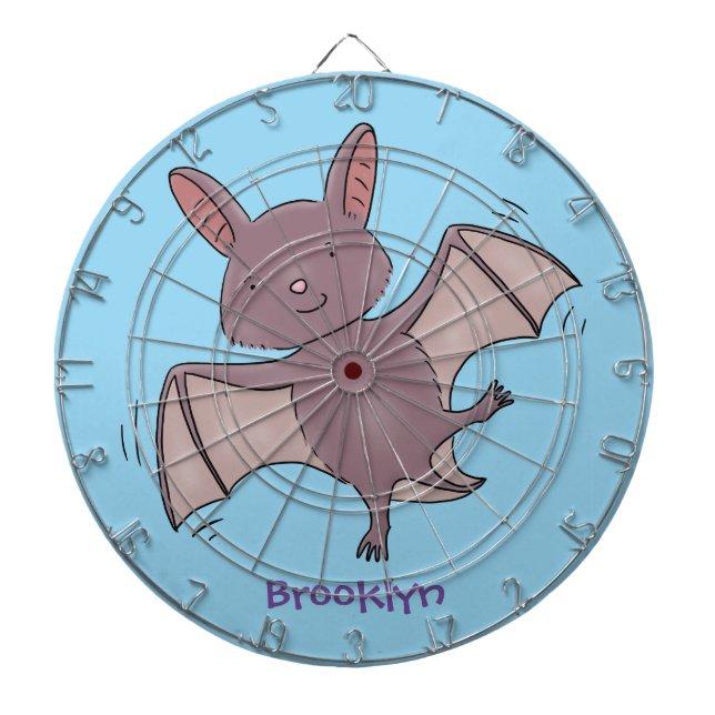 Cute baby bat flying cartoon illustration dart board (Front)