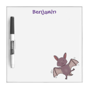 Cute baby bat flying cartoon illustration dry erase board
