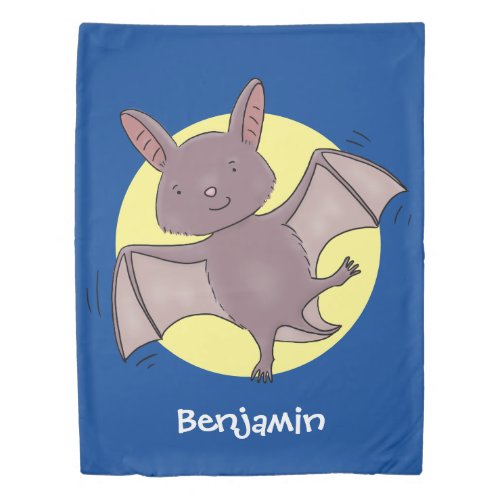 Cute baby bat flying cartoon illustration duvet cover