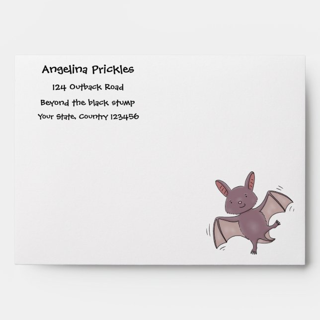Cute baby bat flying cartoon illustration envelope (Front)