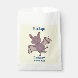 Cute baby bat flying cartoon illustration favor bag