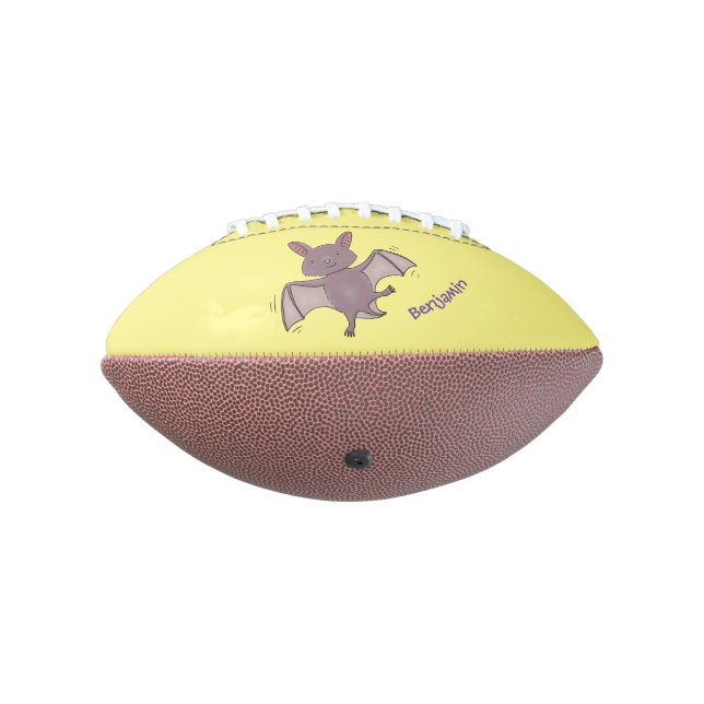 Cute baby bat flying cartoon illustration football (Rotated 270)