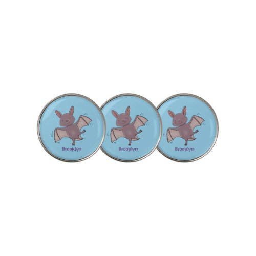 Cute baby bat flying cartoon illustration golf ball marker