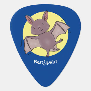 Cute baby bat flying cartoon illustration guitar pick