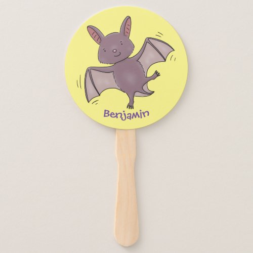 Cute baby bat flying cartoon illustration hand fan