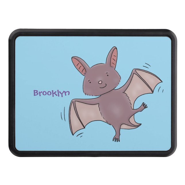 Cute baby bat flying cartoon illustration hitch cover (Front)