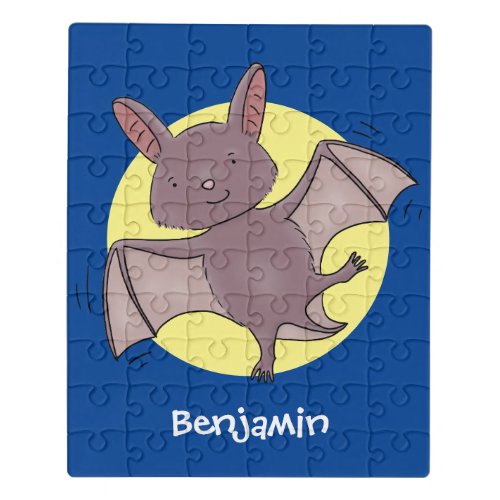 Cute baby bat flying cartoon illustration jigsaw puzzle