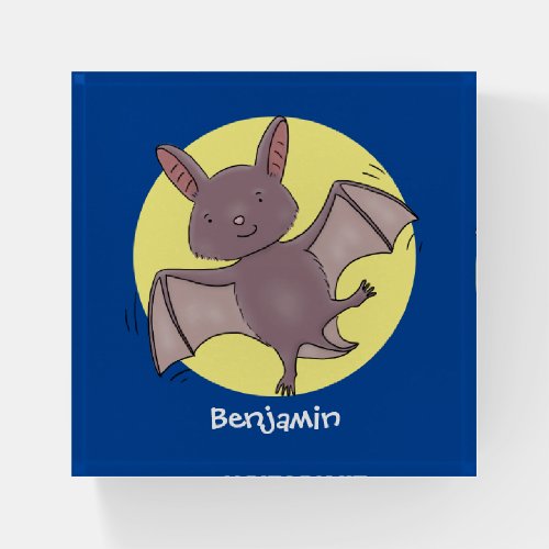 Cute baby bat flying cartoon illustration paperweight