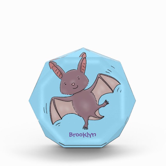 Cute baby bat flying cartoon illustration photo block (Front)