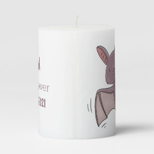 Cute baby bat flying cartoon illustration pillar candle