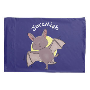 Cute baby bat flying cartoon illustration pillow case