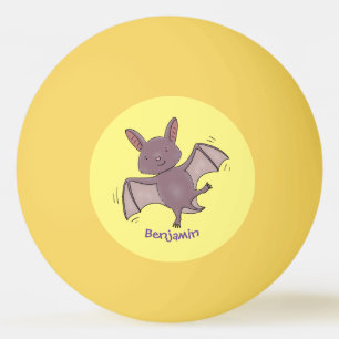 Cute baby bat flying cartoon illustration ping pong ball
