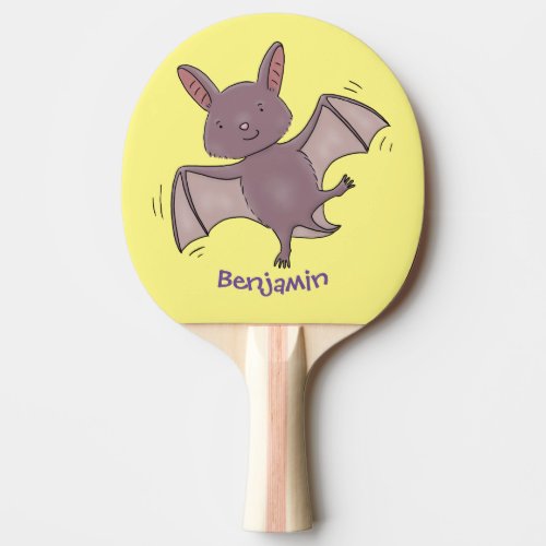 Cute baby bat flying cartoon illustration ping pong paddle