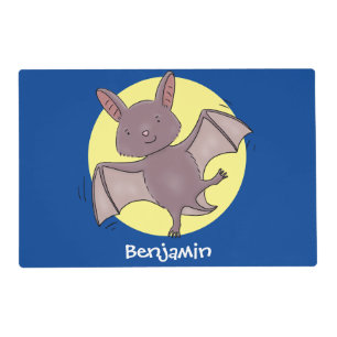 Cute baby bat flying cartoon illustration placemat