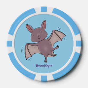 Cute baby bat flying cartoon illustration poker chips