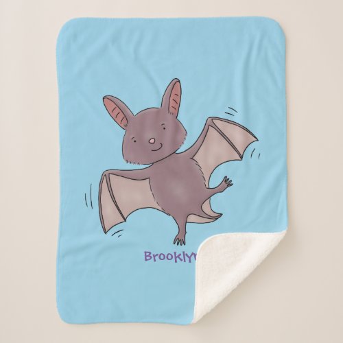 Cute baby bat flying cartoon illustration sherpa blanket