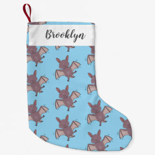 Cute baby bat flying cartoon illustration small christmas stocking