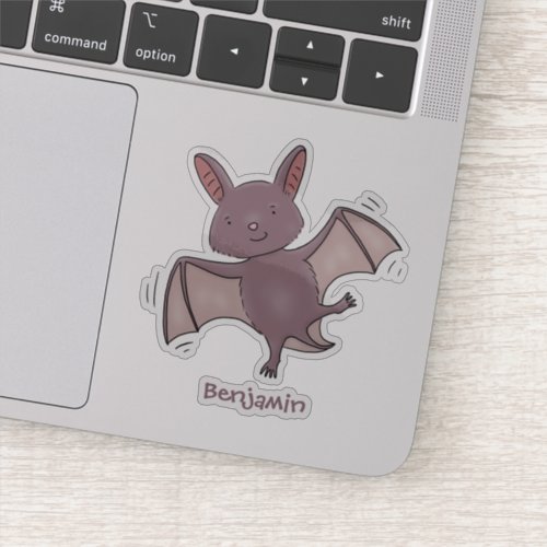 Cute baby bat flying cartoon illustration sticker