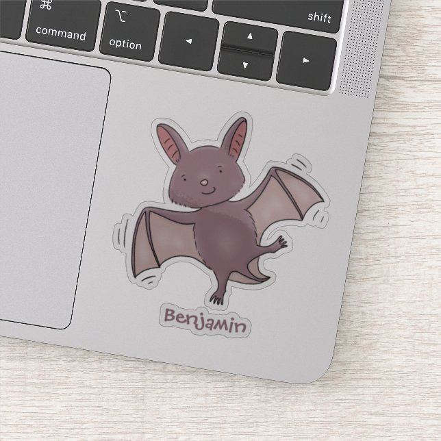 Cute baby bat flying cartoon illustration sticker (Detail)
