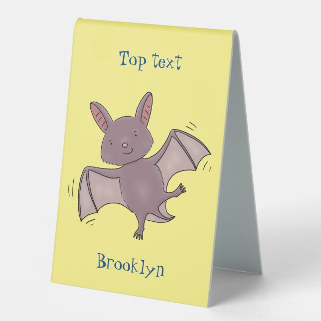 Cute baby bat flying cartoon illustration table tent (Front)