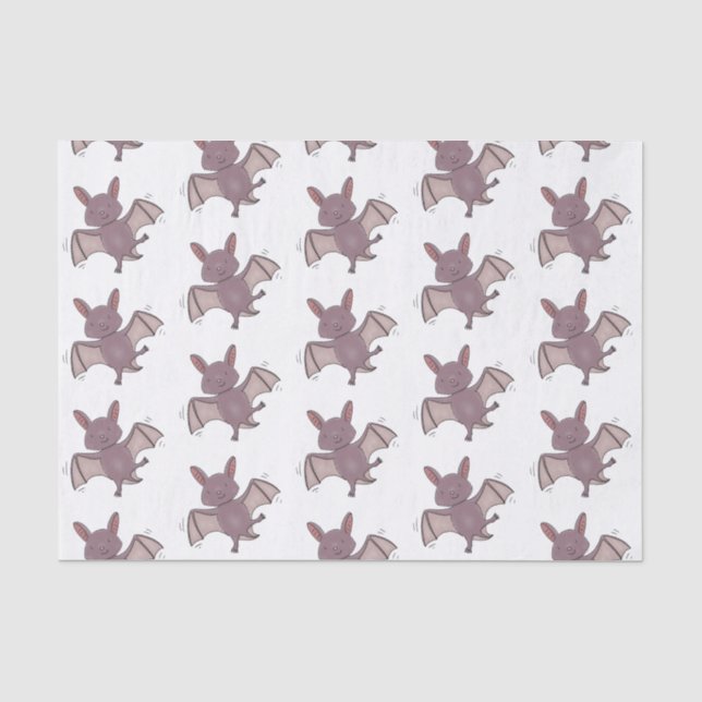 Cute baby bat flying cartoon illustration tissue paper (Front)