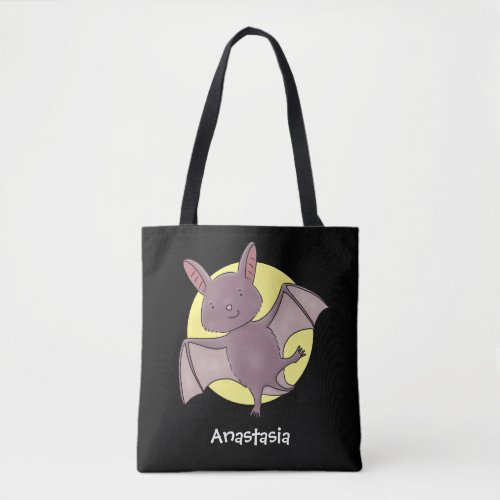 Cute baby bat flying cartoon illustration tote bag