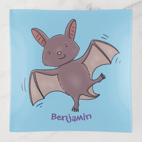 Cute baby bat flying cartoon illustration trinket tray