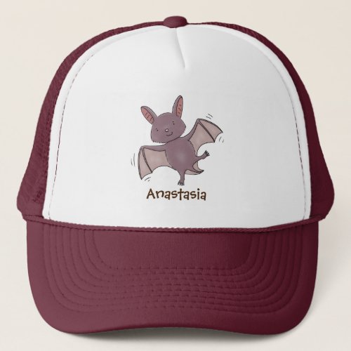 Cute baby bat flying cartoon illustration trucker hat