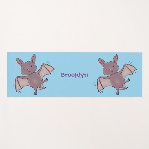 Cute baby bat flying cartoon illustration yoga mat