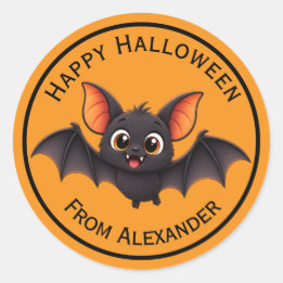 Cute Baby Bat Personalized Halloween Classic Round Sticker