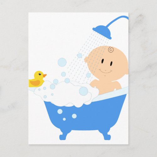 Cute Baby Bathtub Invitation Postcard