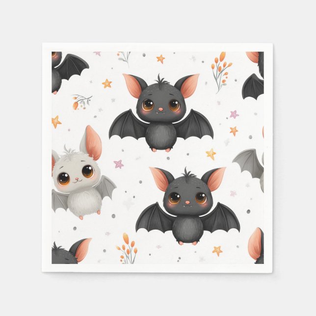 Cute Baby Bats Halloween Party Napkins (Front)