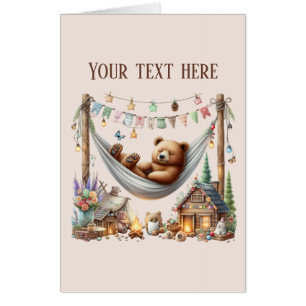 Cute baby bear add message unisex  card