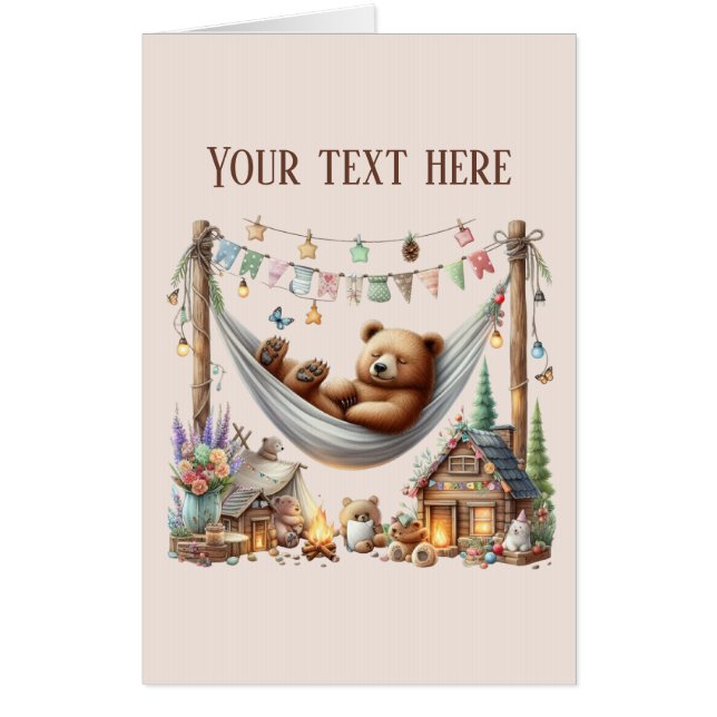 Cute baby bear add message unisex  card (Front)