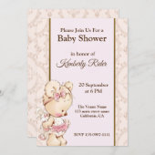 Cute Baby Bear Baby Shower Invitation (Front/Back)