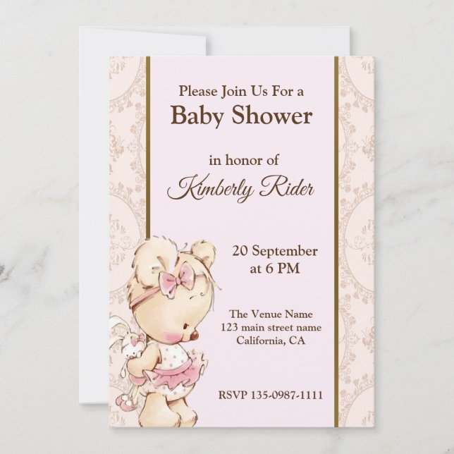 Cute Baby Bear Baby Shower Invitation (Front)