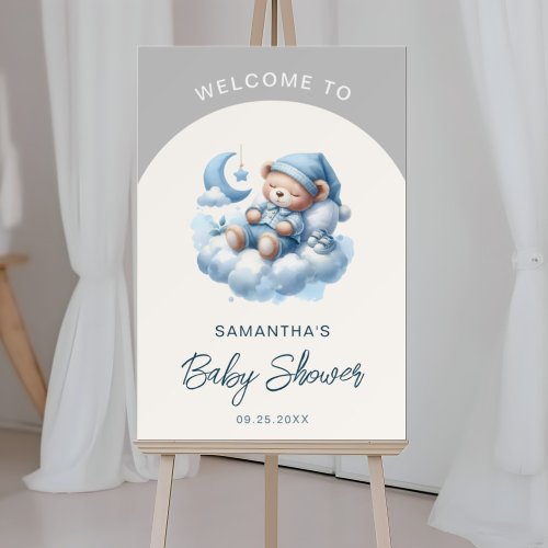 Cute baby bear baby shower welcome sign