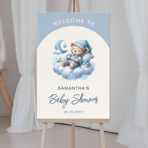 Cute baby bear baby shower welcome sign