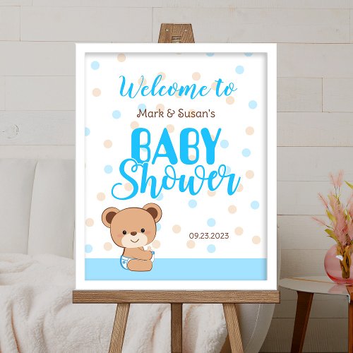Cute Baby Bear Baby Shower Welcome Sign _ Boy