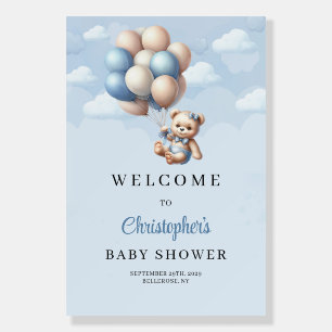 Cute baby bear balloons Boy Baby Shower Welcome Foam Board