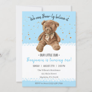 Cute Baby Bear Birthday Invitation