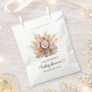 Cute baby bear brown sweatshirt tropical palm favor bag