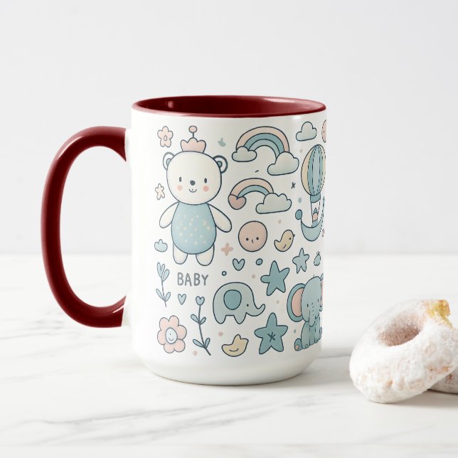 Cute Baby Bear Crown Mug (With Donut)